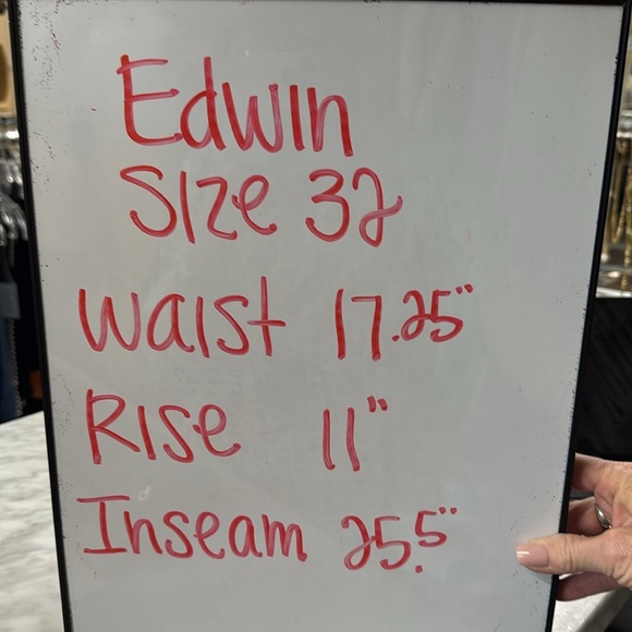 Anthropologie | Edwin Cream Denim Cropped Straight Leg Size 32 - Picture 5 of 10